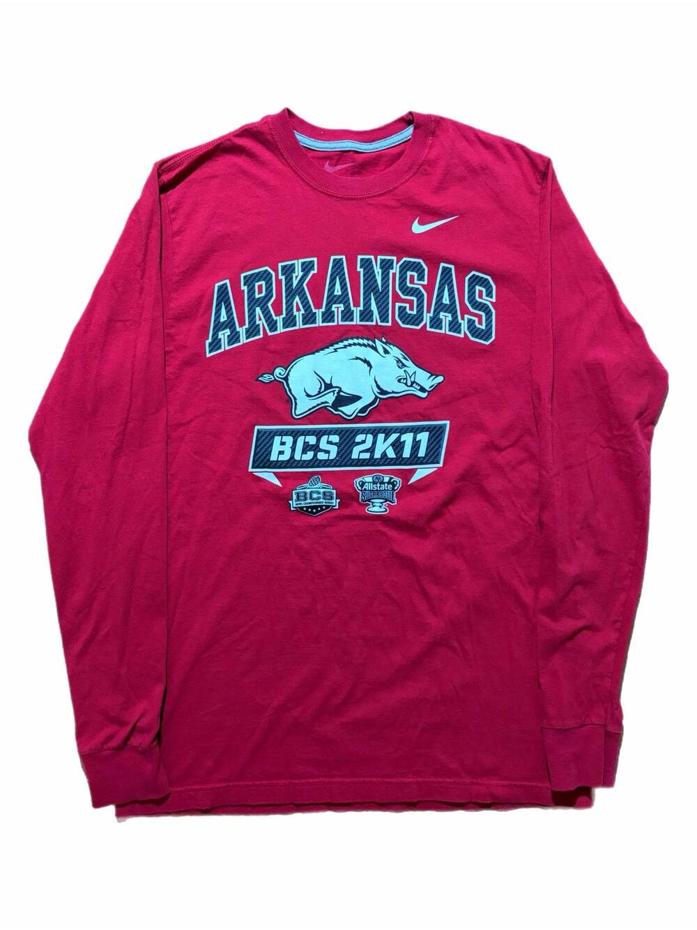 Nike Arkansas Razorbacks BCS 2K11 Sugar Bowl Long Sleeve T-Shirt Size M